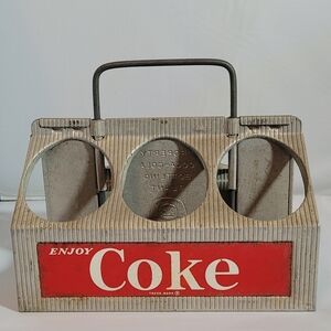 Coca Cola Vintage Metal Coke Bottle Carrier in Red and Silver